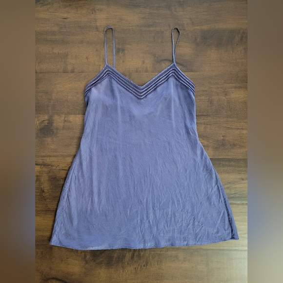 Victoria’s Secret 100% Silk Slip Dress Nightgown Blue Mesh Strappy Neck Large - Picture 2 of 8